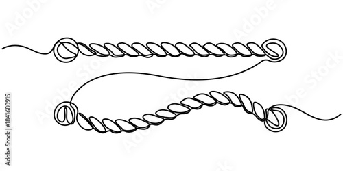 rope continuous one line drawing, Continuous line art of an rope a one-line, minimalist  outline drawing illustration. 