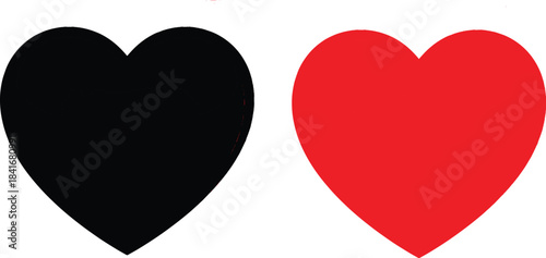 Hearts black and red dual minimalist love contrast emotional vector icons