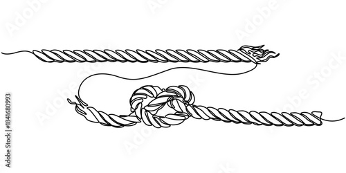 rope continuous one line drawing, Continuous line art of an rope a one-line, minimalist  outline drawing illustration. 