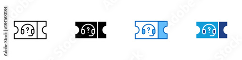 Support Ticket Multiple Style Icon Design Vector - ticket with a headset and question mark, representing customer support requests, inquiries, or service tickets