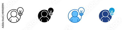 Idea Support Multiple Style Icon Design Vector - Person with a lightbulb representing suggestions, brainstorming, advice, or creative guidance