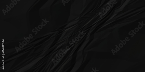 Abstract black parchment wrapping crumpled paper texture. creased page wrinkle retro rough distressed damage paper texture background.