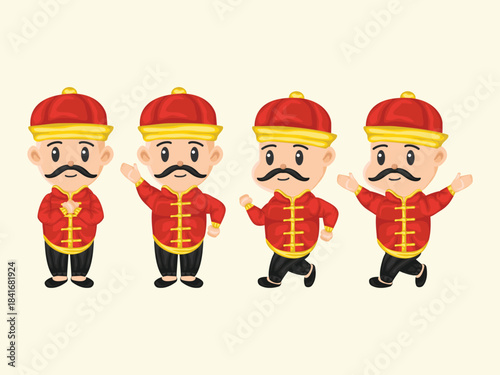 chinese new year character man cartoon cute tradition money flat ornament festival asian lunar male