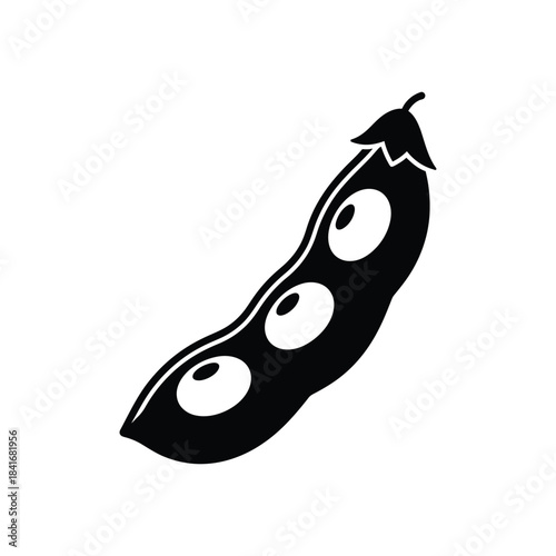 A pea or bean pod silhouette vector art illustration