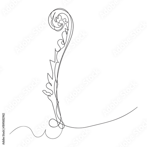 abstract marine river algae fern. continuous one line art hand drawing sketch logo