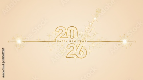 Happy New Year 2026 greeting card, bokeh lights. Friends celebrating with sparklers and wine glasses indoors| Happy New Year 2026 – Festive Celebration Background Design
