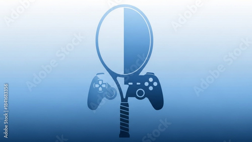 Gaming and Tennis Harmony: A captivating graphic blends the realms of gaming and tennis, creating a visually compelling juxtaposition of sport and entertainment.