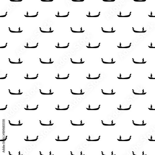 Gondola with gondolier seamless pattern isolated on white background