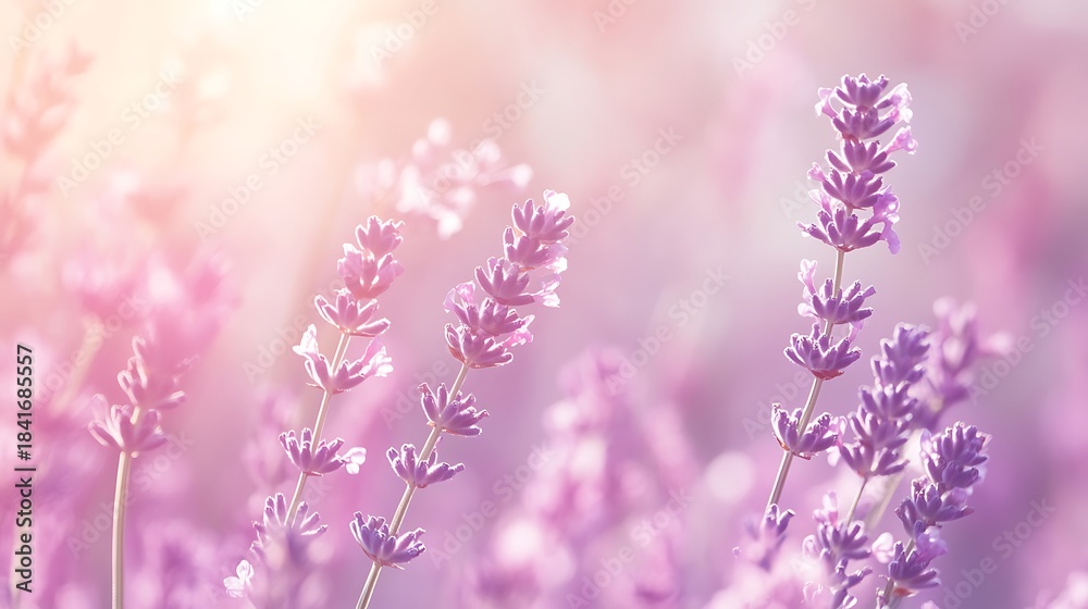 Fototapeta premium A soft gradient background blending pastel pink into light lavender, creating a calm and dreamy atmosphere