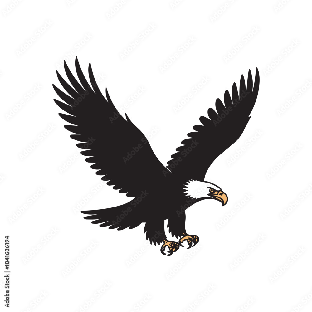 Obraz premium Bald Eagle in Flight with Spread Wings and Talons
