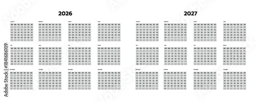 Calendar 2026-2027 template modern vector design. Week start sunday.