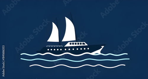 sailboat icon design, sailing boat illustration vector, yacht ocean graphic, boat sailing symbol, nautical sea icon, sailboat water vector, marine sailing illustration, ocean yacht symbol, sailing shi