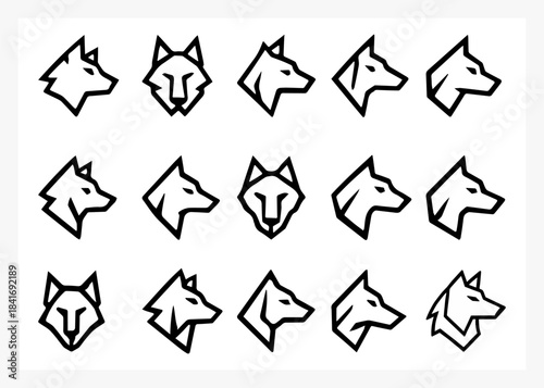 minimalist geometric wolf head logo