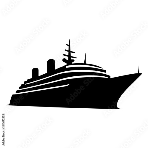Modern Cruise Ship Icon: Silhouette of a Large Passenger Vessel