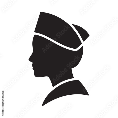 Silhouette icon of a flight attendant or cabin crew member in uniform cap
