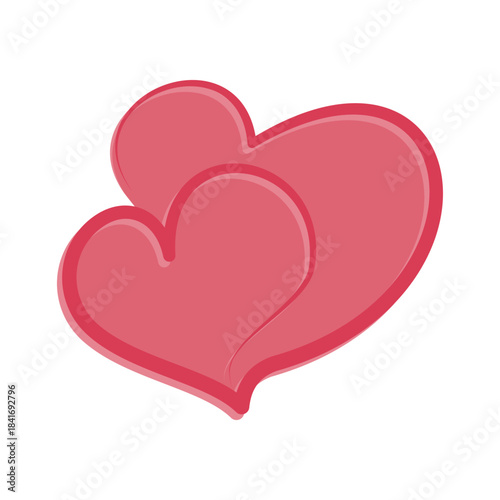 Romantic duo heart icon vector design template