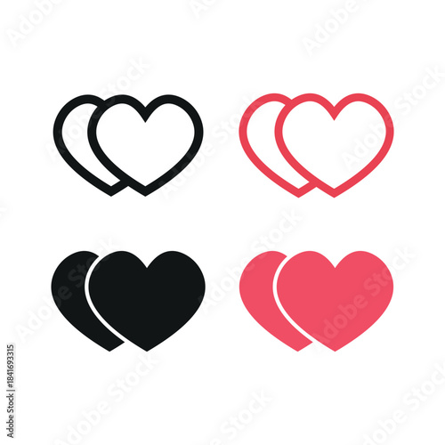 Romantic duo heart icon vector design template