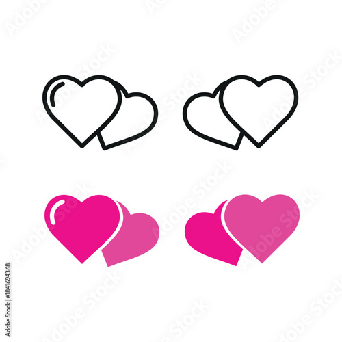 Romantic duo heart icon vector design template