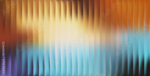 Vector Colorful Blurred Blue Orange Yellow Gradient background. Ribbed glass texture. Pastel Gradient bg. Glossy Ripple Stripes