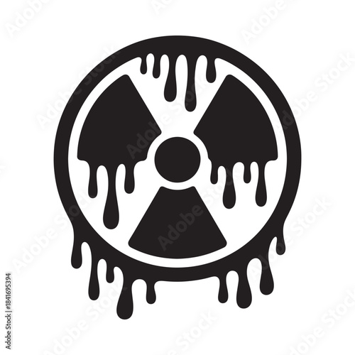 A dripping black and white radioactive hazard symbol representing danger and contamination