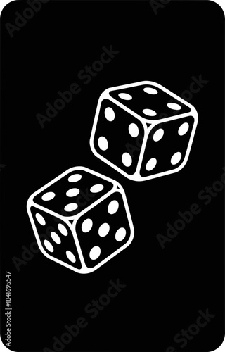 Dice pair for gambling game and chance concept. Casino gaming element. Simple flat style. Isolated abstract graphic symbol for icon, logo, web