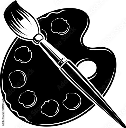 Artist palette with paintbrush isolated on white background. Art education concept. Vector illustration for design, creative industry