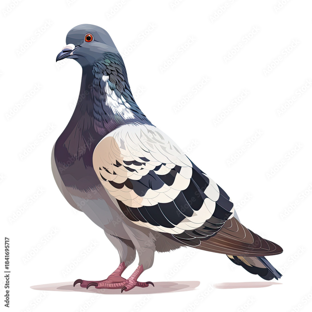 Naklejka premium Dove, Paloma doméstica con fondo verde y negro, The Ave la Turca a pigeon feeds on seeds and insects and is found in Venezuela, isolated on transparent background png
