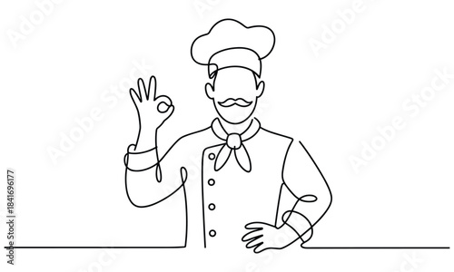 Chef Giving Thumbs Up in Kitchen Uniform