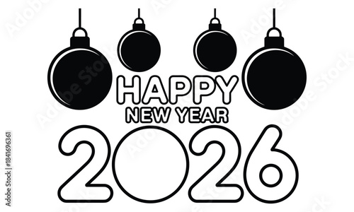 Happy New Year 2026 Ornament Greeting Card