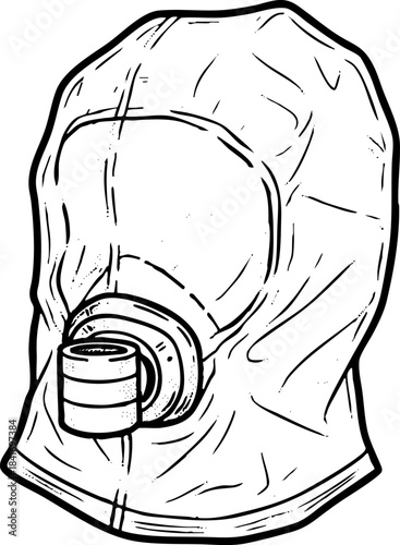 Protective Safety Hood Respirator Outline Drawing Vector Art