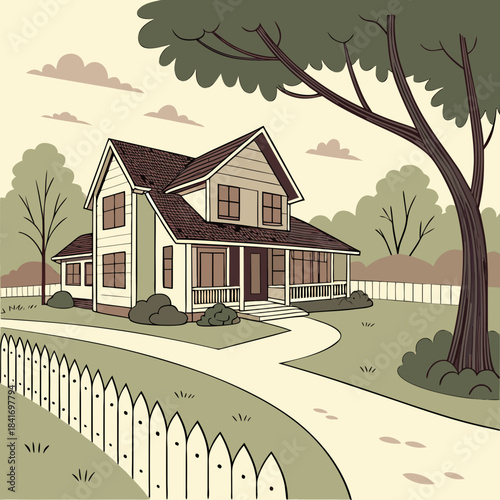 rural landscape with house