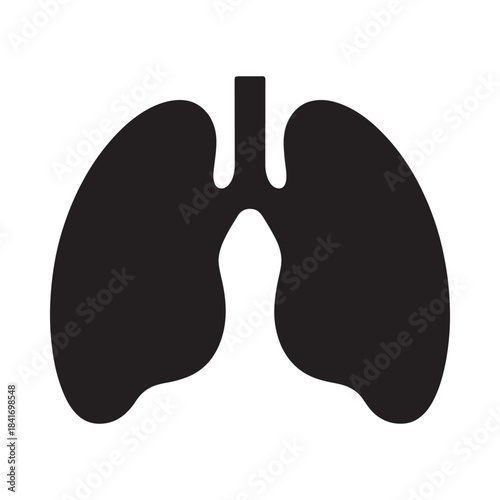 Black silhouette icon representing human lungs for medical or educational purposes