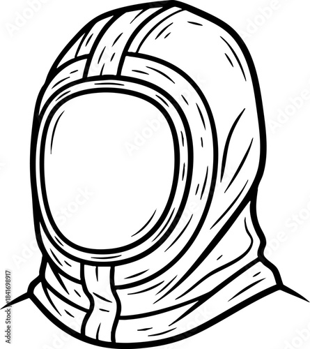 Space Suit Hood Visor Retro Outline Drawing
