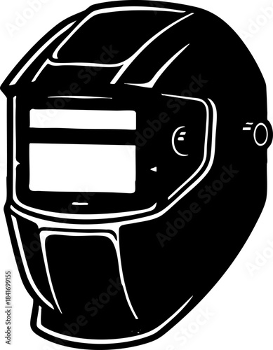 Black and White Welding Helmet Mask Vector Illustration