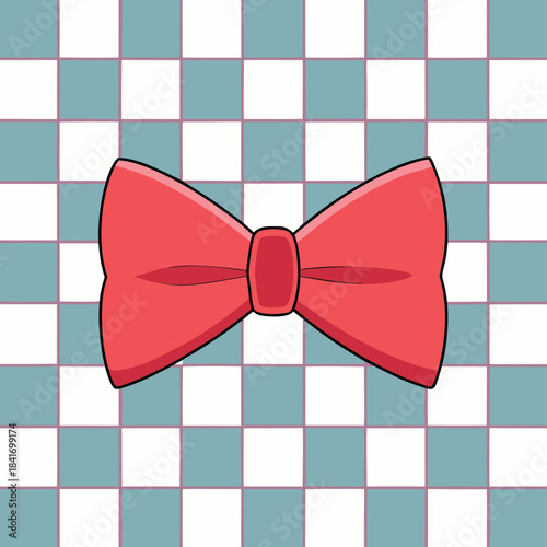 A delicate bow rests gracefully on a classic checked background, blending charm and pattern in a stylish, timeless design perfect for accents or decor.
