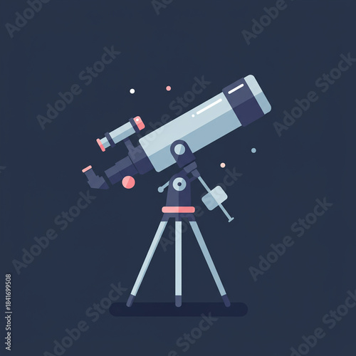Telescope Illustration - Exploring the Cosmos with a Modern Design.