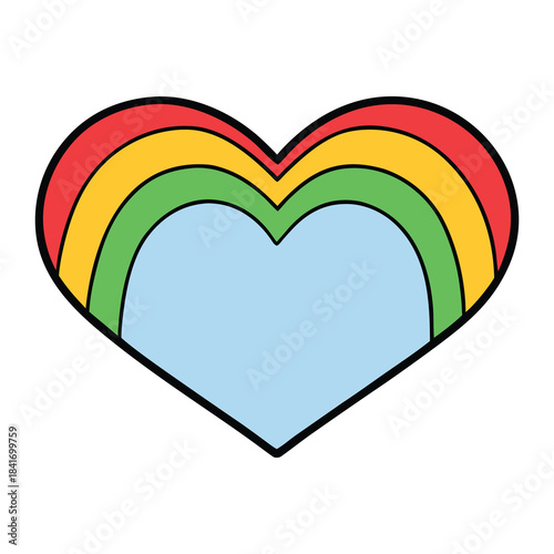 A vibrant rainbow heart glowing with bright, blended colors, symbolizing love, unity, and joy. Its soft gradient and cheerful energy create a warm, uplifting design.
