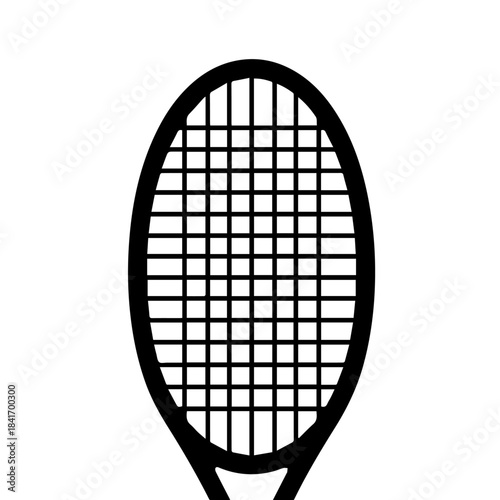 Tennis Racket Silhouette: A minimalist, high-contrast image of a tennis racket, presented in stark black and white, highlighting its iconic frame and string pattern.