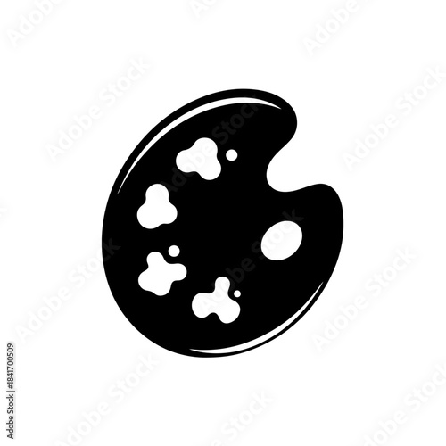 Artistic Palette: A bold black and white image showcasing an artist's palette, brimming with splatters of paint, ready to bring imagination to life.