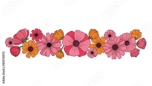 Colorful floral arrangement of pink and orange flowers on