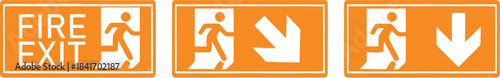 Emergency Exit Icon set. exit door sign. Escape and evacuation symbol. Various exit sign isolated white background.Evacuation and relocation of people to safety, Vector illustration !