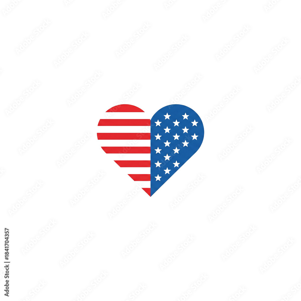 Obraz premium American heart symbol with usa flag design on transparent background
