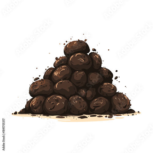 Vector illustration of a pile of cow dung isolated on a white background