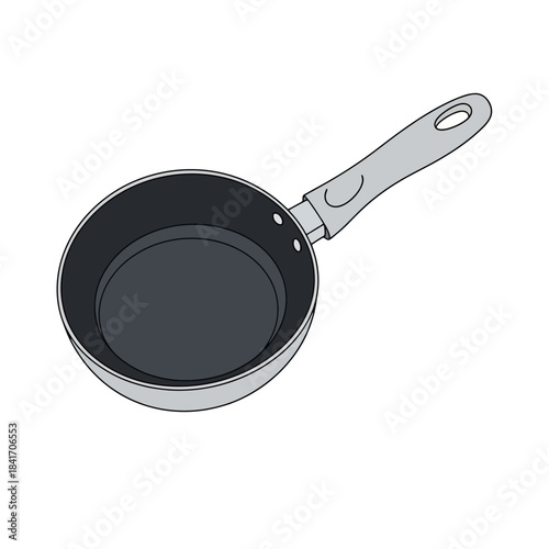 Simple Illustration of a Cooking Frying Pan with Handle Isolated on White
