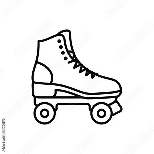 Black outline illustration of a classic retro quad roller skate boot icon