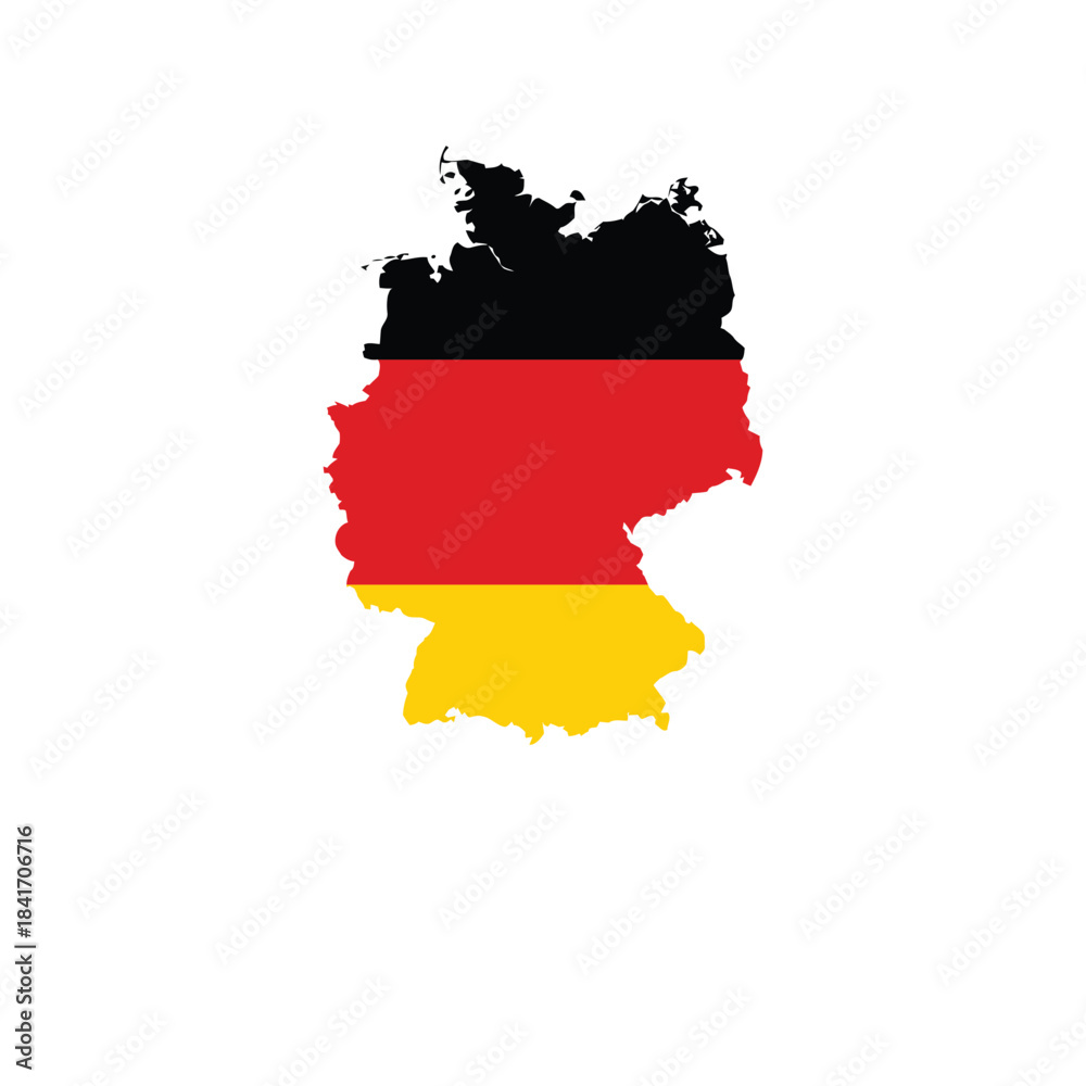 Obraz premium Map of Germany in national flag colors vector illustration