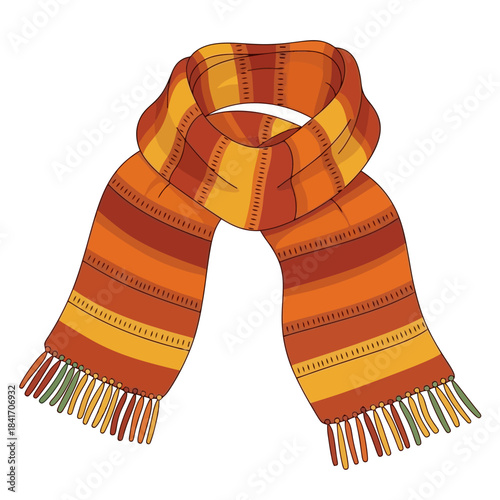 Warm Striped Scarf Vector Illustration