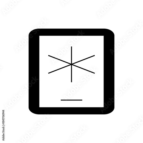 Minimalist Tablet Icon with Crossed Lines and Horizontal Bar