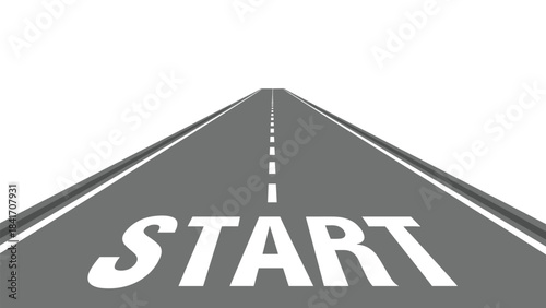A grey road with the word start on it for business or motivational concepts