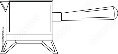 Minimal line art moka pot coffee maker vector illustration with handle, stovetop espresso design for café décor and branding